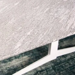 Outdoor Beistelltisch Fly Platte Silbergneis Gestell Weiß