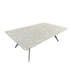 Outdoor Coffee Table Zefiro Platte Stein Silbergneis Grau Gestell Aluminium Matt Gebürstet