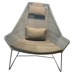 Outdoor Highbacksessel Breeze Fasergeflecht Grau Stahlgestell Grau Verzinkt