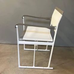 Outdoor Klappstuhl Mirto Stoff 2445102 Stige Weiß Natur Gestell 0186V Weiß Lackiert