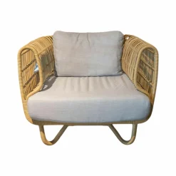 Outdoor Loungesessel Nest Stoff Natte Light Grey Hellgrau Gestell Aluminiumrahmen Außen Weave