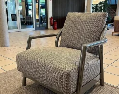 Outdoor Sessel Alison Stoff Cacus N A73 C Grau Rücken Eco Leder Polyurethan Eva Bordeaux 7002 Rot Gestell Aluminium Lackiert