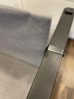 Outdoor Sessel Farmer Stoff Mittelgrau Gestell Und Füße Massivholz Schwarz Geölt Mit Hocker