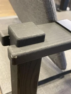 Outdoor Sessel Farmer Stoff Mittelgrau Gestell Und Füße Massivholz Schwarz Geölt Mit Hocker