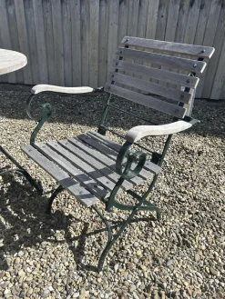 Outdoor Set Classic Holz Teak Grau Gestell Metall Dunkelgrün Schwarz Lackiert