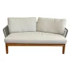 Outdoor Sofa Mood Sitzkissen Stoff Natural Beige Gestell Teakholz Rückenlehne Geflecht Moss Grün Grau