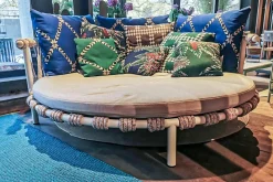 Outdoor Sofa Trampoline 561 Stoff Egadi Argento Seil Teipan mit 9 Kissen