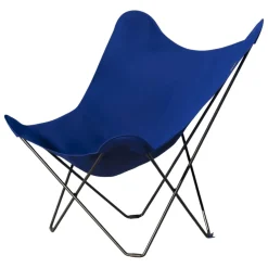 Outdoor Stuhl Sunshine Mariposa Sunbrella Stoff Atlantikblau Blau Gestell Stahl Schwarz