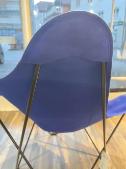 Outdoor Stuhl Sunshine Mariposa Sunbrella Stoff Atlantikblau Blau Gestell Stahl Schwarz