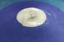 Outdoor Teppich 300x300 Circus Handgewebtes Polypropylen-Seil Dunkelblau Dunkelgrün Gelb