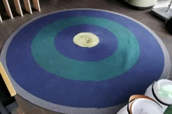 Outdoor Teppich 300x300 Circus Handgewebtes Polypropylen-Seil Dunkelblau Dunkelgrün Gelb