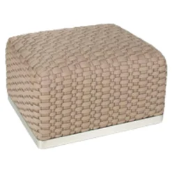 Outdoorhocker Phuket Geflecht Kordel Beige Füße Elektropoliert