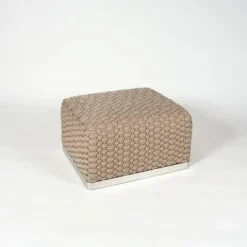 Outdoorhocker Phuket Geflecht Kordel Beige Füße Elektropoliert