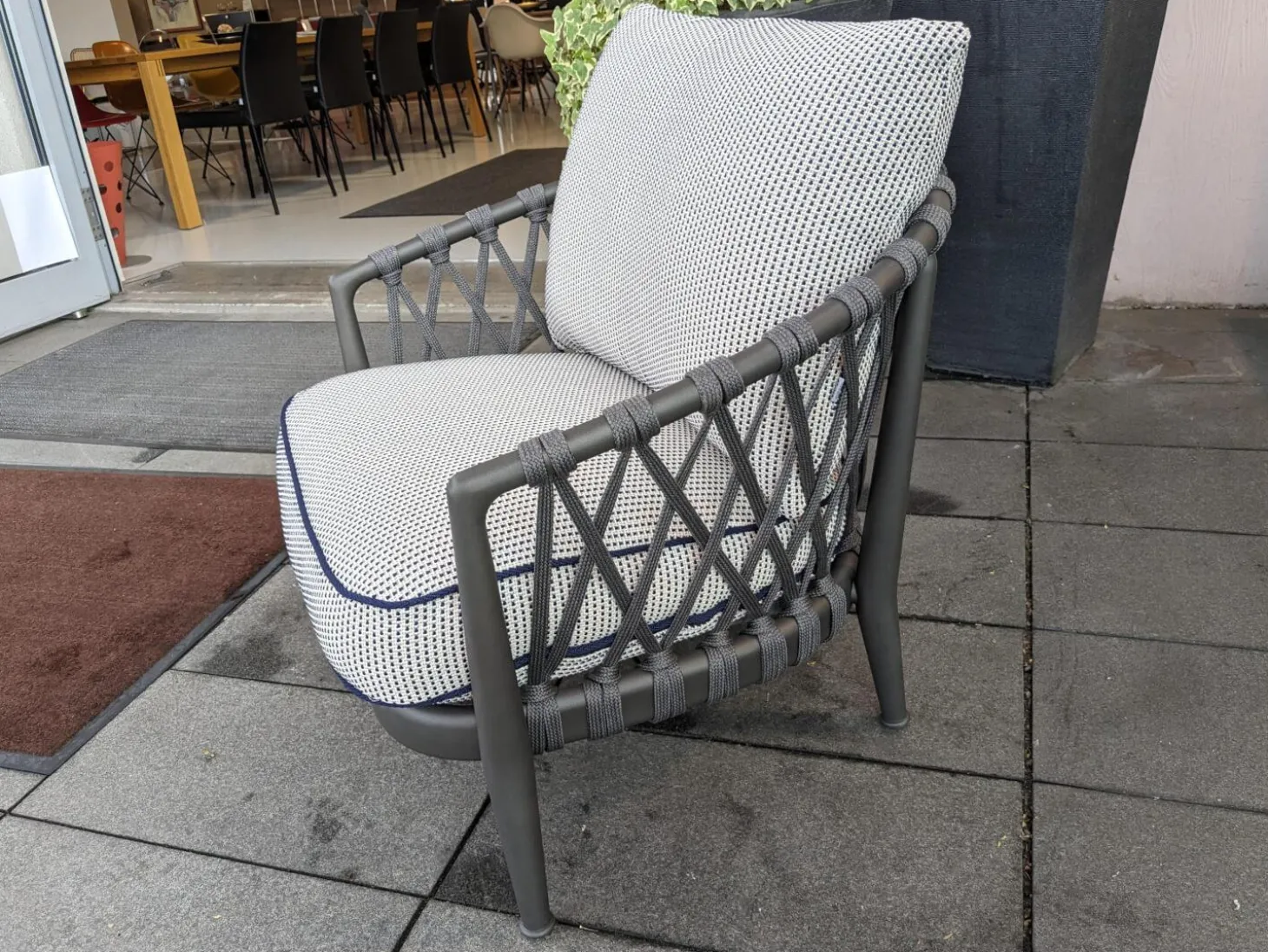 Outdoorsessel Erica Stoff Elisir 820 Blau Creme