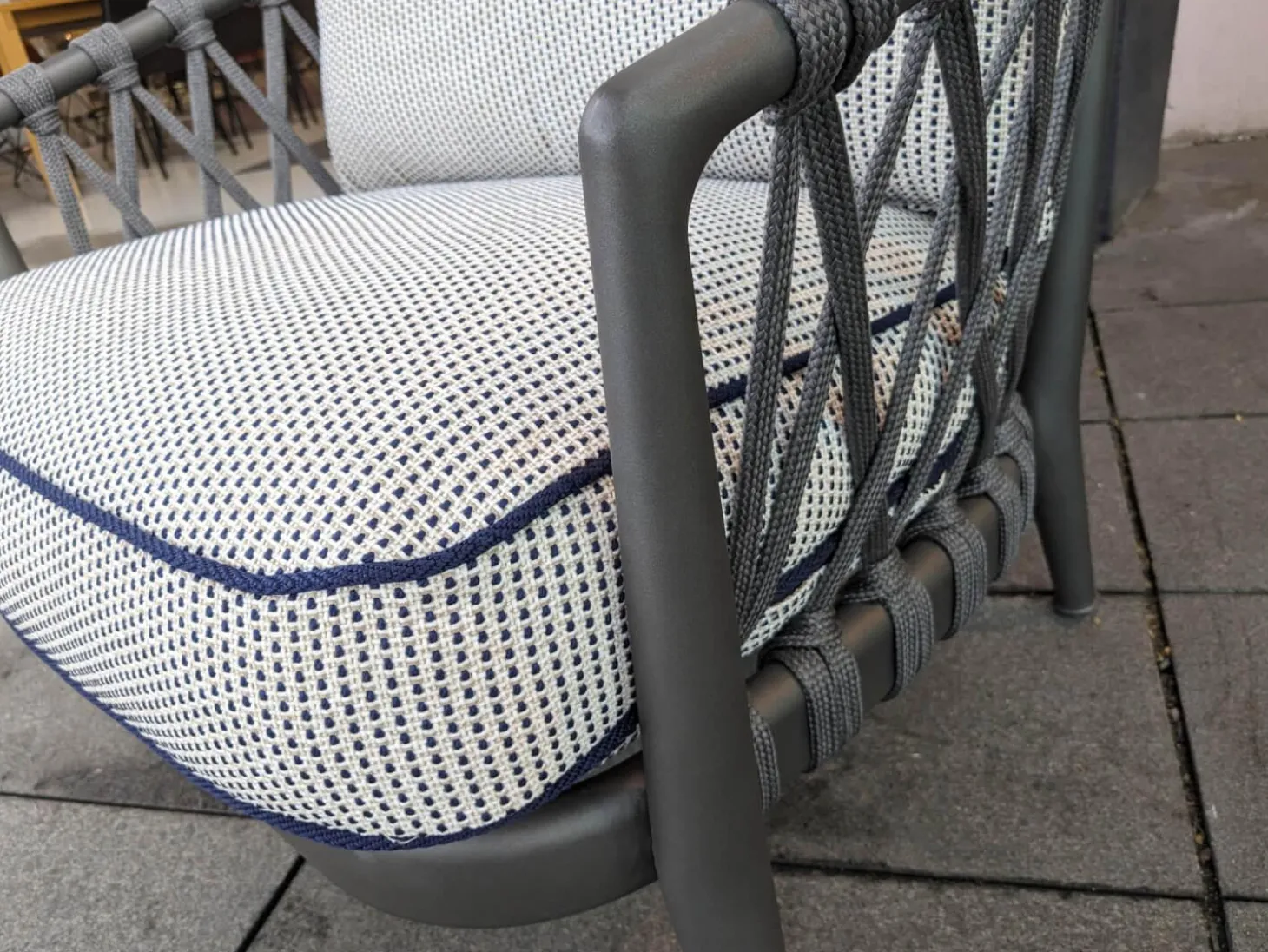 Outdoorsessel Erica Stoff Elisir 820 Blau Creme