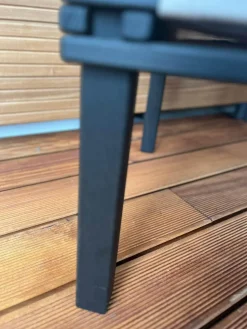 Outdoorsessel Farmer Bezug Stoff Weiß Grau Massivholzgestell Schwarz Geölt