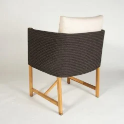 Outdoorsessel Giro Geflecht Woodland Saga Gestell Teakholz Kissen Stoff Laminat Dry Sand