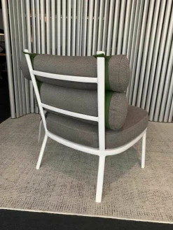 Outdoorsessel Roll Bezug 289 Fog Lamindo und 039 Green Stripe Gestell 721 Chalk