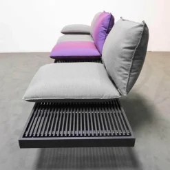 Outdoorsofa Feinstruktur Eleganz Graphit Mit 3 Kissensets Und 1 Armkissen