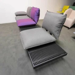 Outdoorsofa Feinstruktur Eleganz Graphit Mit 3 Kissensets Und 1 Armkissen