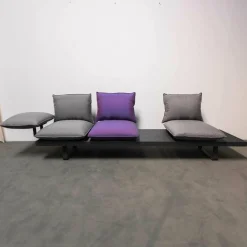 Outdoorsofa Feinstruktur Eleganz Graphit Mit 3 Kissensets Und 1 Armkissen