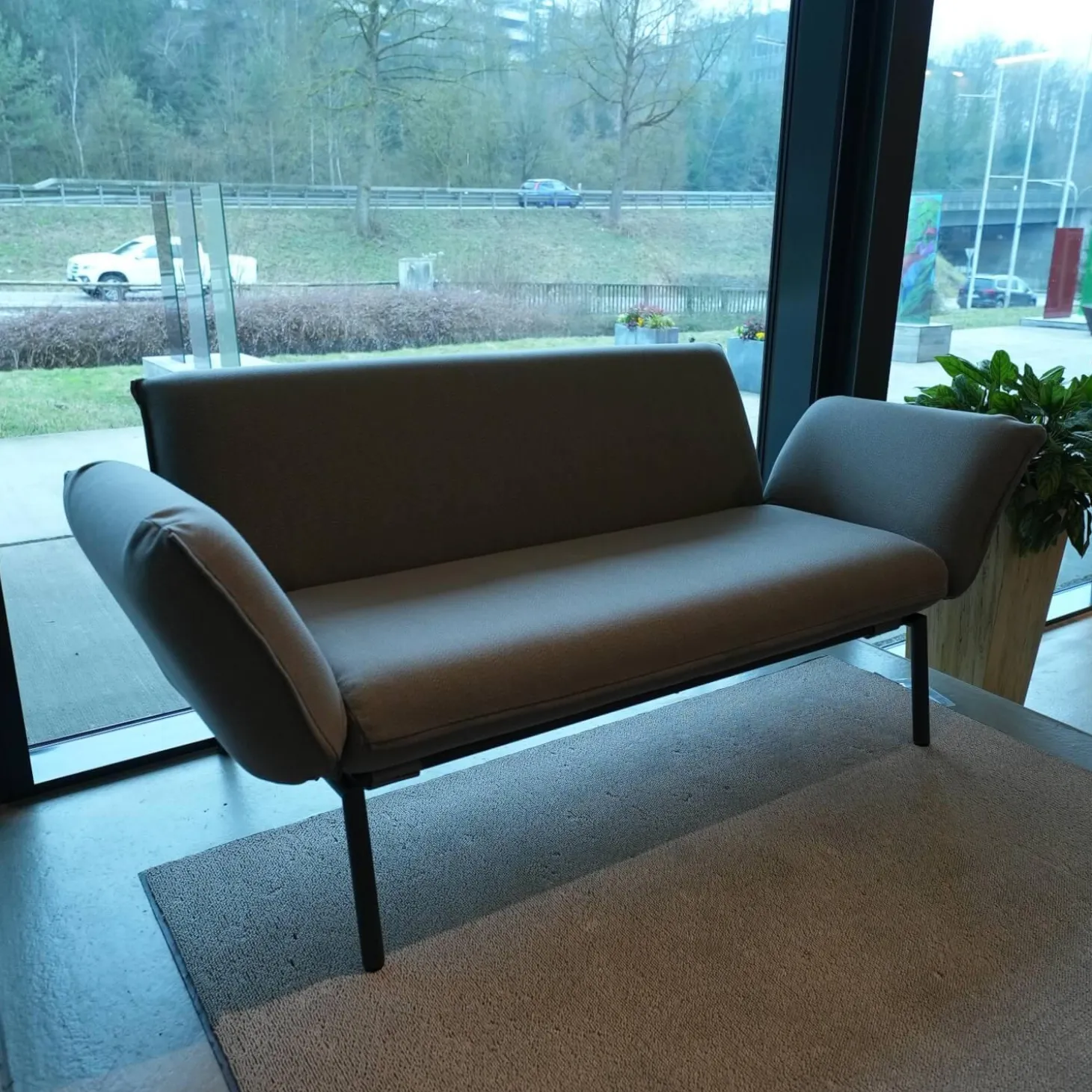 Outdoorsofa Luna Lounge Dining Bezug Stoff C Lopi R014 Coconut Grau Gestell Edelstahl