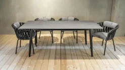 Outdoortischgruppe Ellisse HPL Ardesia Schwarz Gestell Schwarz Mit 4 Stühlen Emmacross