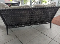 Outdoosofa Ocean Large 2 Sitzer Geflecht Soft Rope Dark Grey Dunkelgrau Kissensatz Stoff Wove Grau Gestell Aluminium Pulverbeschichtet Grau
