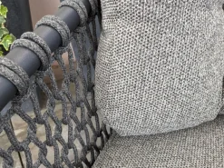 Outdoosofa Ocean Large 2 Sitzer Geflecht Soft Rope Dark Grey Dunkelgrau Kissensatz Stoff Wove Grau Gestell Aluminium Pulverbeschichtet Grau