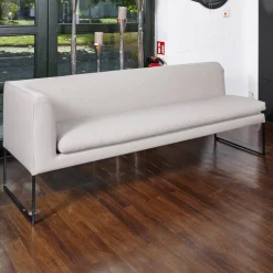 Polsterbank Mell Mit Kissen Stoff 9717 Kiesel Metallgestell Pulver Schwarz