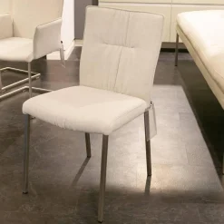 Polsterbank Mit Sessel Und 3 Stühlen Leder Toledo Perle Weiß Creme