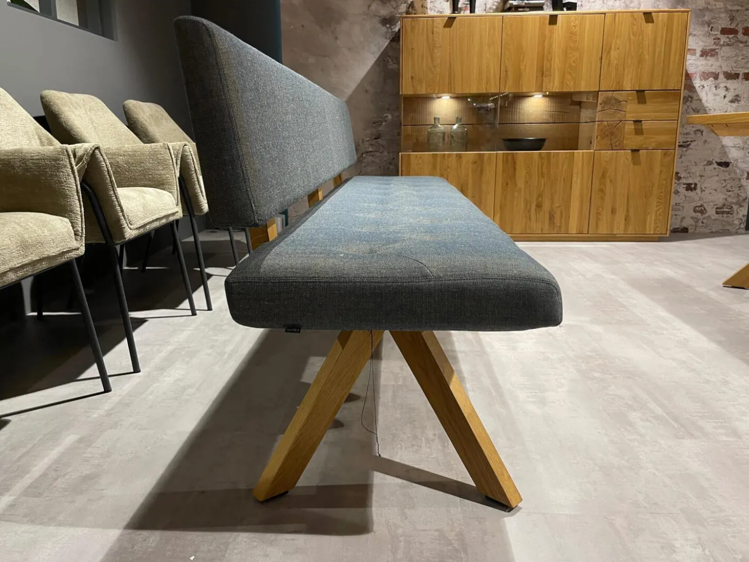 Polsterbank Yps BYS 21 PO R Stoff Canvas 734 Grau Gestell Eiche Naturöl 2407