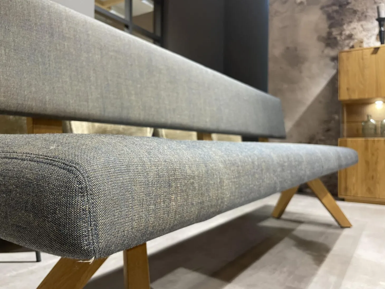 Polsterbank Yps BYS 21 PO R Stoff Canvas 734 Grau Gestell Eiche Naturöl 2407