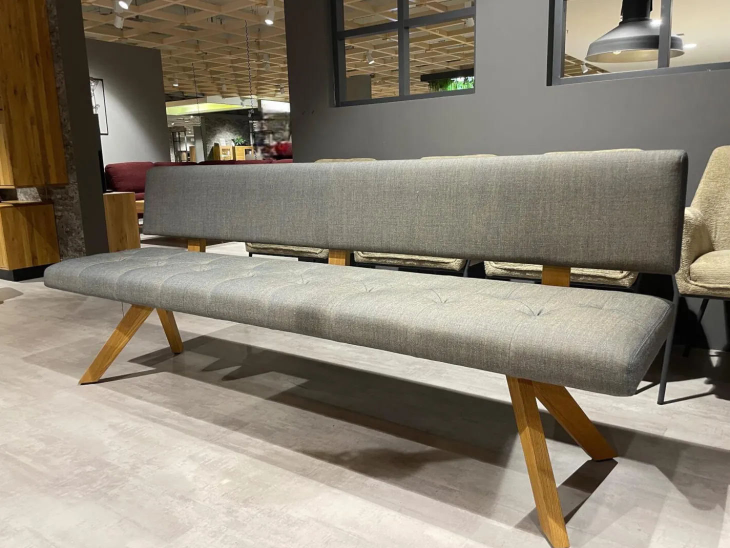 Polsterbank Yps BYS 21 PO R Stoff Canvas 734 Grau Gestell Eiche Naturöl 2407