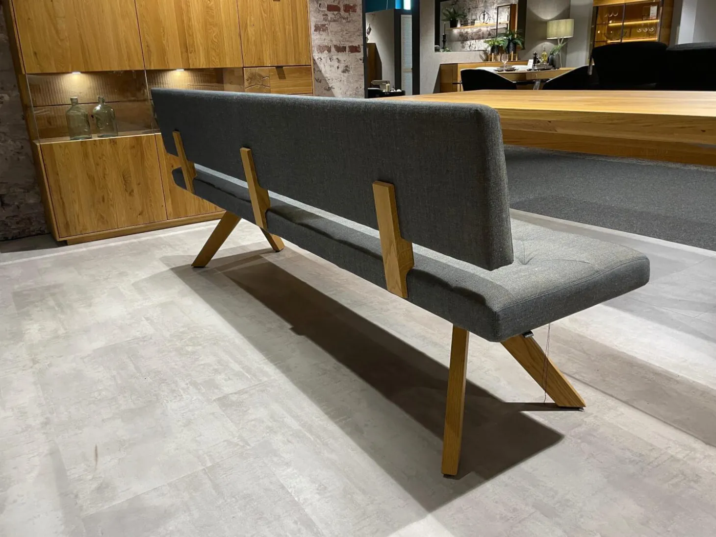 Polsterbank Yps BYS 21 PO R Stoff Canvas 734 Grau Gestell Eiche Naturöl 2407