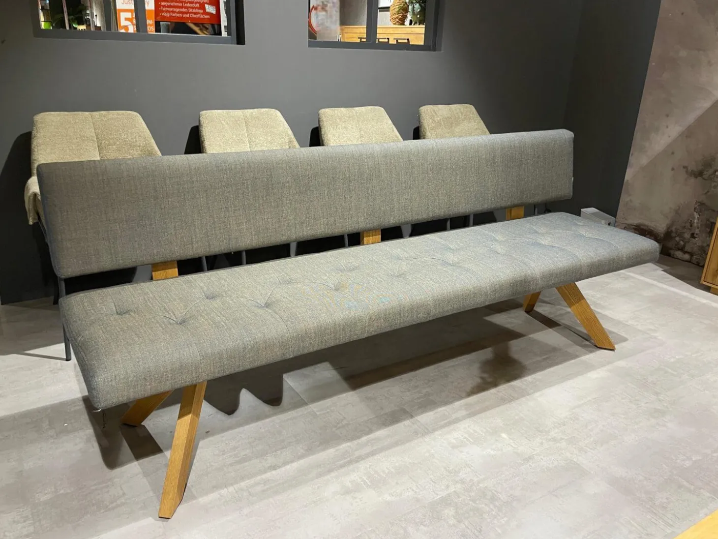 Polsterbank Yps BYS 21 PO R Stoff Canvas 734 Grau Gestell Eiche Naturöl 2407