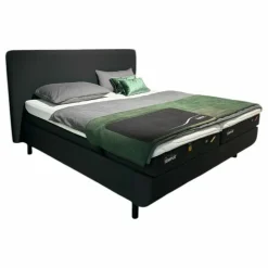 Polsterbett 83020173 Arc Static Disc Textilgewebe Charcoal Grey Grau Füße Eiche Schwarz Matt Lackiert Kopfteil Sensory Ohne Matratze Ohne Lattenrost