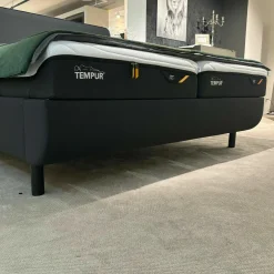 Polsterbett 83020173 Arc Static Disc Textilgewebe Charcoal Grey Grau Füße Eiche Schwarz Matt Lackiert Kopfteil Sensory Ohne Matratze Ohne Lattenrost