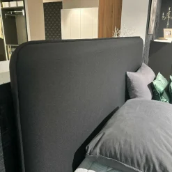 Polsterbett 83020173 Arc Static Disc Textilgewebe Charcoal Grey Grau Füße Eiche Schwarz Matt Lackiert Kopfteil Sensory Ohne Matratze Ohne Lattenrost