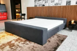 Polsterbett Brian Kopfteil A Niedrig Leder Novara 0523 Black Off Schwarz Fußplatte Holz Schwarz