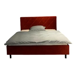 Polsterbett Camera WK113 Stoff WK24011 Rot Kopfteil K17 Rautensteppung Rot Gestell Metallfüße Schwarz Lackiert Mit Matratze Und Lattenrahmen Ohne Bettkasten Decke Sowie Kissen