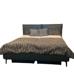 Polsterbett Drake Leder Anthrazit Fuß Metall Anthrazit Inklusive Matratzen