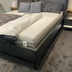 Polsterbett Drake Leder Anthrazit Fuß Metall Anthrazit Inklusive Matratzen