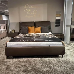 Polsterbett Heaven Leder Galero Nougat Braun Metallfuß Schwarz Inklusive Matratzen