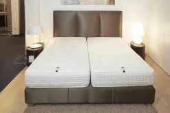 Polsterbett Kate Luxury 796 Gr D Grau Blockfuß Chrom mit 2 Matratzen