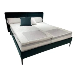 Polsterbett Pad Stoff Harald 2 982 Dunkelgrün Rücken Echt Metallfuß NY Schwarz Ohne Matratzen Ohne Lattenrost