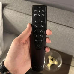 Polsterbett Paio Stoff Mirage Graublau Mit Matratzen Und Motorischer Verstellung