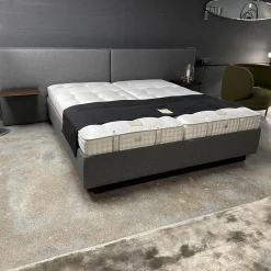 Polsterbett Paio Stoff Mirage Graublau Mit Matratzen Und Motorischer Verstellung