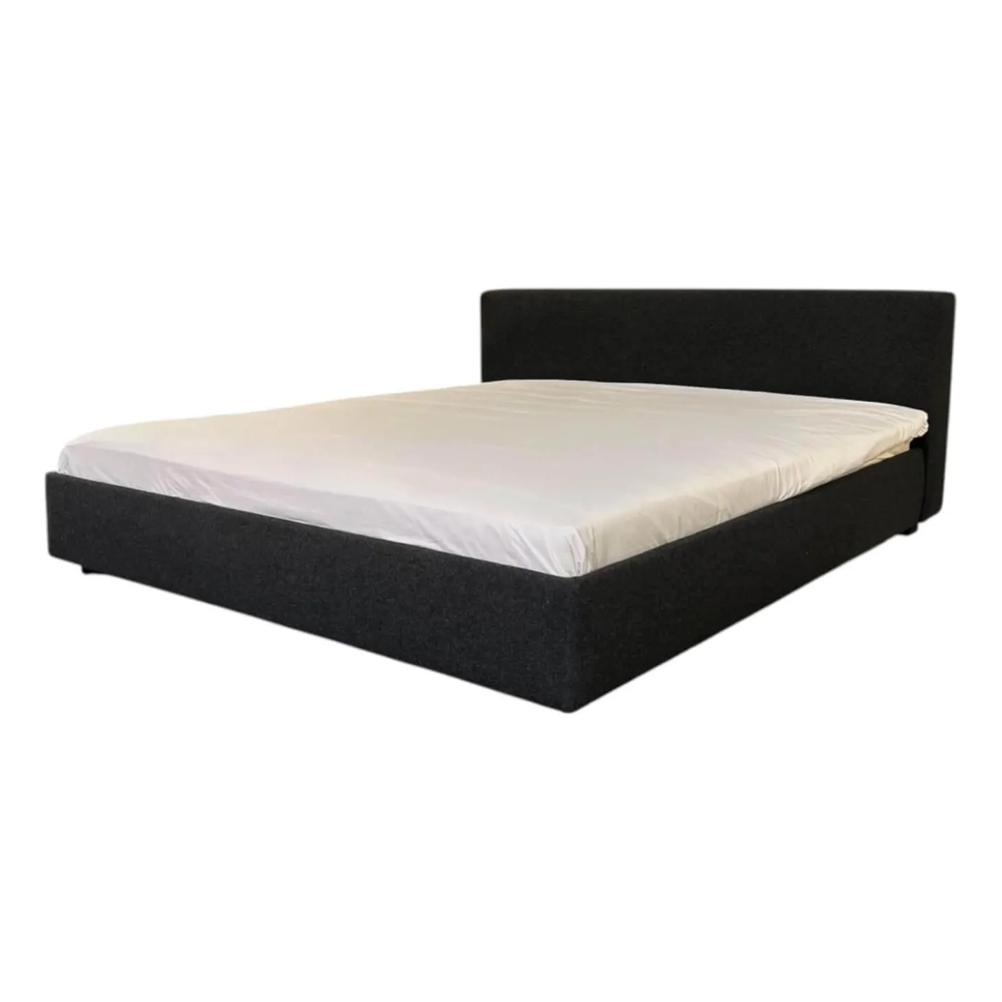 Polsterbett Yuuto Bed 810 180 Stoff Divina Melange 180 Dunkelgrau Gestell Buche Schwarz Lackiert ohne Lattenrost ohne Matratze