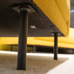 Polstereckgarnitur Und Sessel 170 Stoff 6545 Honiggelb Gelb Fuß Stahl Rundrohr Tiefschwarz RAL9005 Schwarz